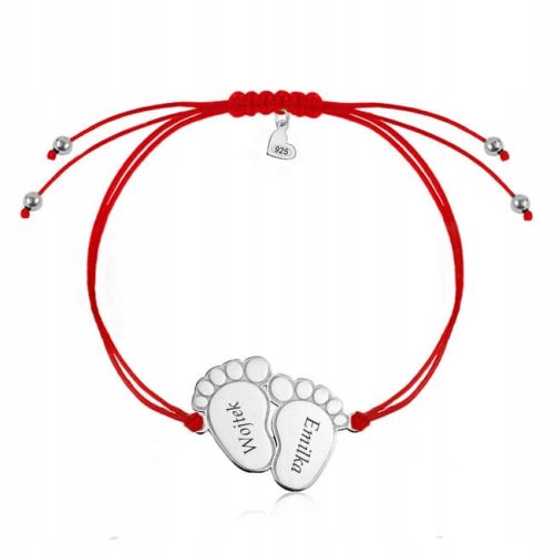  Silver string bracelet feet ENGRAVING Shine