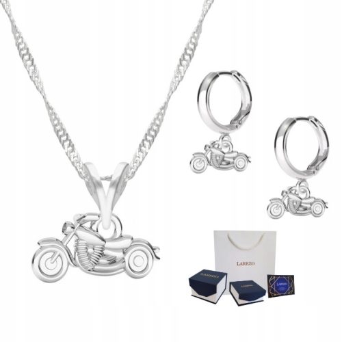  Necklace + earrings Motorcycle silver 925 Set