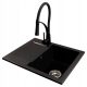 Brado Donzo single bowl sink. NEXO faucet, black, siphon, chrome, black granite