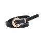  WOMEN'S NARROW BELT GOLD BUCKLE BLACK GOLD