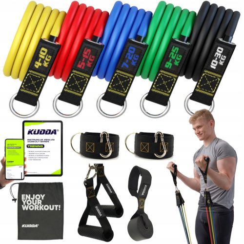  SET OF 5 RESISTANCE BANDS FOR EXERCISES WORKOUT BANDS FITNESS HIGH QUALITY