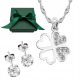  SILVER JEWELRY SET CLOVER WITH ZIRCONS AS A GIFT FOR HER