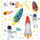 Large wall stickers, space rockets, cosmonauts
