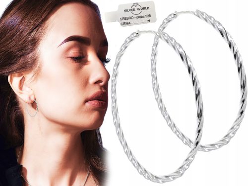  FASHIONABLE SILVER HOOP EARRINGS TWISTED HOOPS 2.3 cm