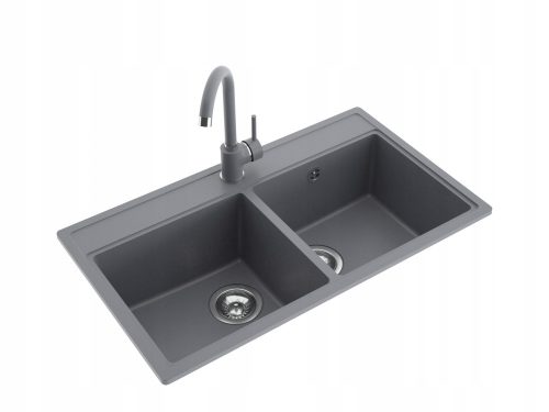 Miló two-bowl sink, black granite