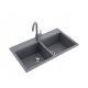 Miló two-bowl sink, black granite