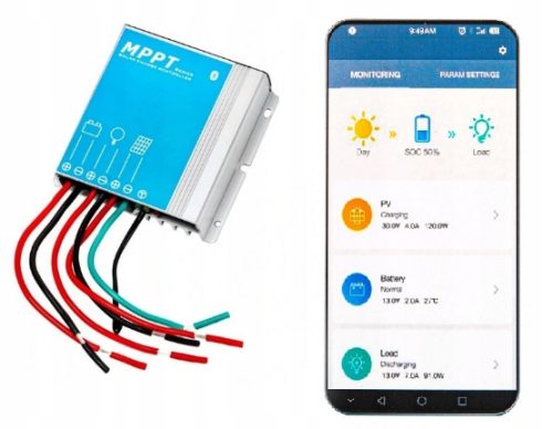 SOLAR-LADECONTROLLER 12V BLUETOOTH 10A MPPT