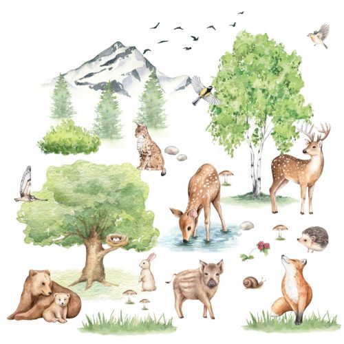 Decorative wall stickers forest stickers, animals, trees for children, on the wall