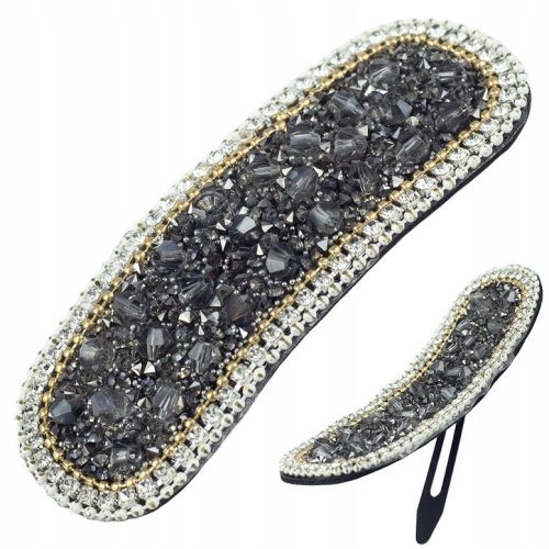  HAIR CLIP CRYSTALS ZIRCONS GRAPHITE LARGE