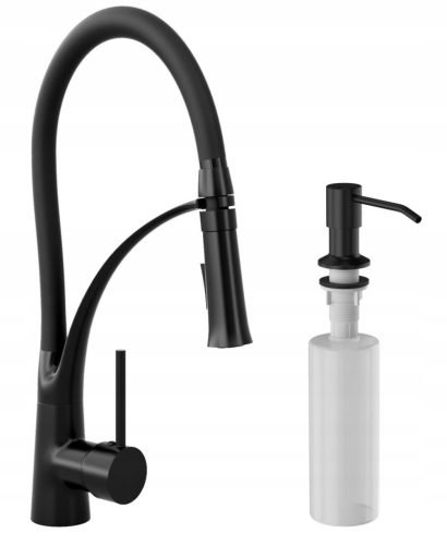 Granitan NEXO floor-standing kitchen faucet, black, silver