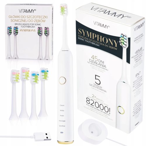  Vitammy Symphony Sonic Toothbrush, White and Gold
