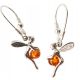  Silver ELVES-FAIRIES EARRINGS with AMBER +certificate