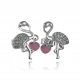  RHODIUM-PLATED SILVER FLAMINGO EARRINGS WITH ZIRCONS