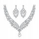  Set of silver necklace with zircons earrings