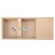 Brenor granite sink with two bowls in beige tones