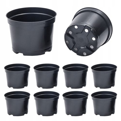  Flowerpot 11 cm x 11 x 8.5 cm, diameter 11 cm, black plastic