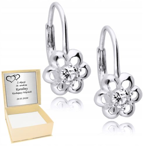  Silver Earrings 925 English Flowers with Cubic Zirconia