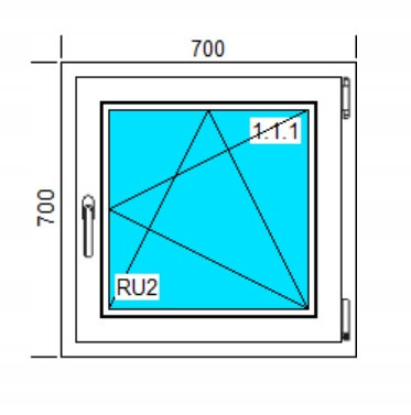 PVC WINDOW 700x700 RU WHITE, RIGHT