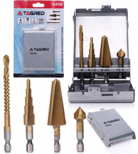 Drill bits with hexagonal handle, set of 4