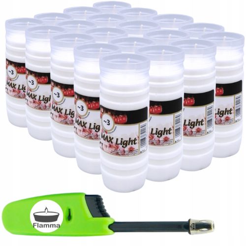 Maxlight MAX3-20 candle inserts 3 days, 20 pieces + extendable candle lighter free!