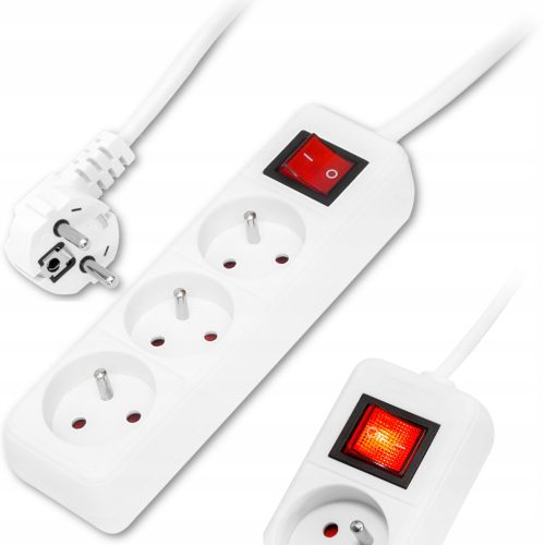 Blow bar extension cable 5 m, 3 pcs. sockets, white