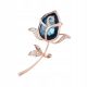  PINETS blue rose gold plated flower brooch