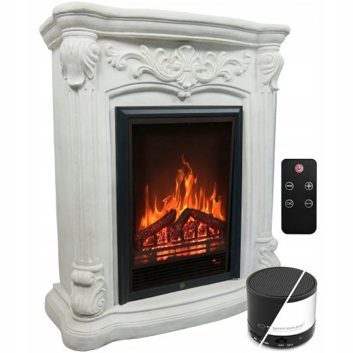 Freestanding fireplace with heating function, electric Aflamo, white, 1800 W, 84 x 95 x 33 cm