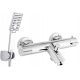 Two-handle wall-mounted bath and shower faucet Deante Begonia Chrome + Cubic range surface-mounted shower set