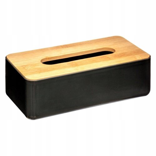 Box with lid for tissues, black, brown and beige tones