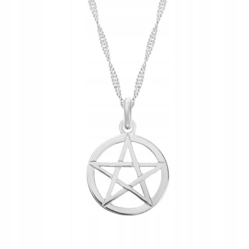  Silver necklace pentagram white pentacle star