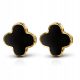  Gold-plated clover earrings with black enamel