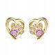  Gold-plated dog paw earrings with pink zircons