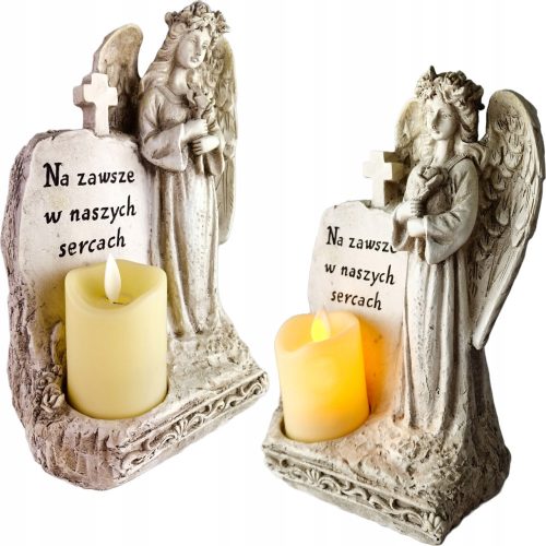 Decorative figures and sculptures for the home Angel + Candle Battery insert 23.5 cm