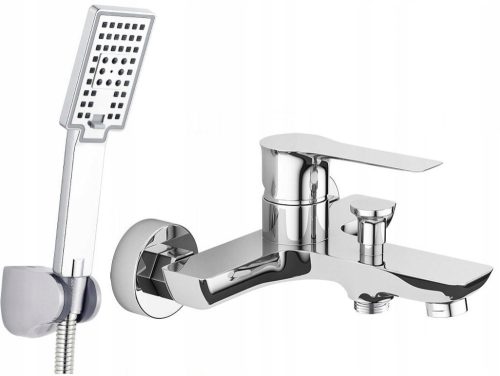 Wall-mounted single-lever bathtub mixer Valvex Dali, chrome + exposed shower set Cubic series