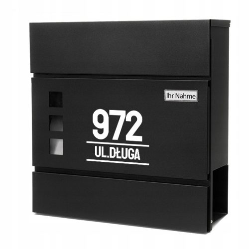 Mailbox, letterbox, with black newspaper holder from TabPrint