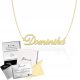  Gold Necklace with Dominika's Name pr925 DEDICATION FREE BOX