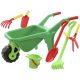 Green Polesie gardener's wheelbarrow with tools