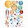  Space Wall Stickers with Planets, Watercolors, XXXL