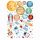  Space Wall Stickers with Planets, Watercolors, XXXL