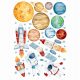  Space Wall Stickers with Planets, Watercolors, XXXL
