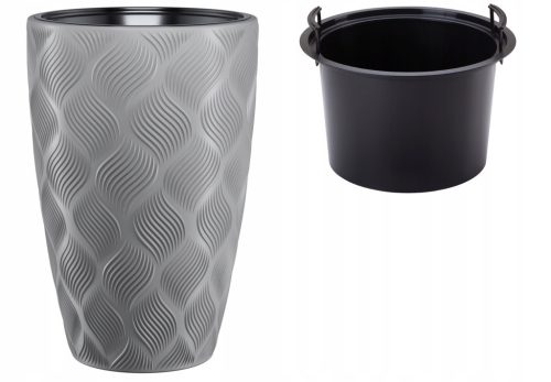  Form-Plastic flowerpot, 48 cm x 30 x 48 cm, diameter 30 cm, plastic shades in grey and silver