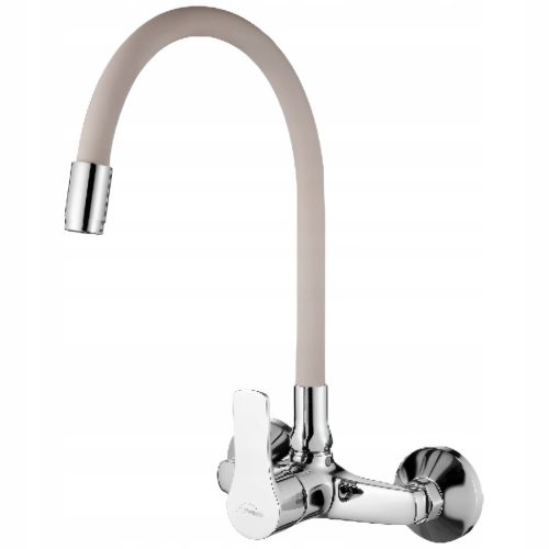  Invena VERSO wall-mounted kitchen faucet, beige, silver