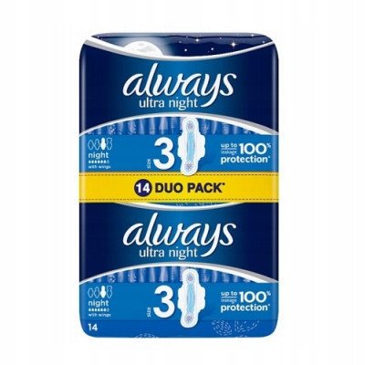  Always ULTRA NIGHT sanitary pads with wings 14 pcs.