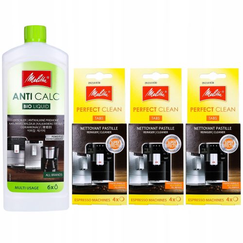  Liquide détartrant MELITTA BIO + 3× pastilles de nettoyage Melitta Perfect Clean Tabs 4 pièces