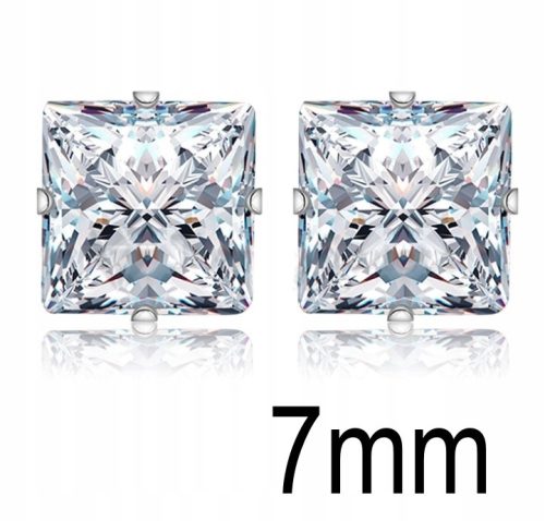 Silver earrings with cubic zirconia Silver 925 Princessa cut Square 7mm