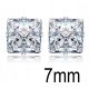 Silver earrings with cubic zirconia Silver 925 Princessa cut Square 7mm