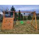 Playground, climbing wall, swings, net