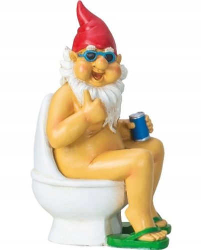 Garden figures and sculptures Garden gnome NAKED IN THE TOILET Figure decoration