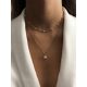  Gold NECKLACE chain PEARL PENDANT 2in1 steel