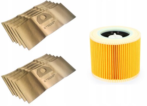  Synthetic vacuum cleaner bag ASH-E26SK 10 pieces + Asahi filter for Kärcher vacuum cleaner 6.414-552.0